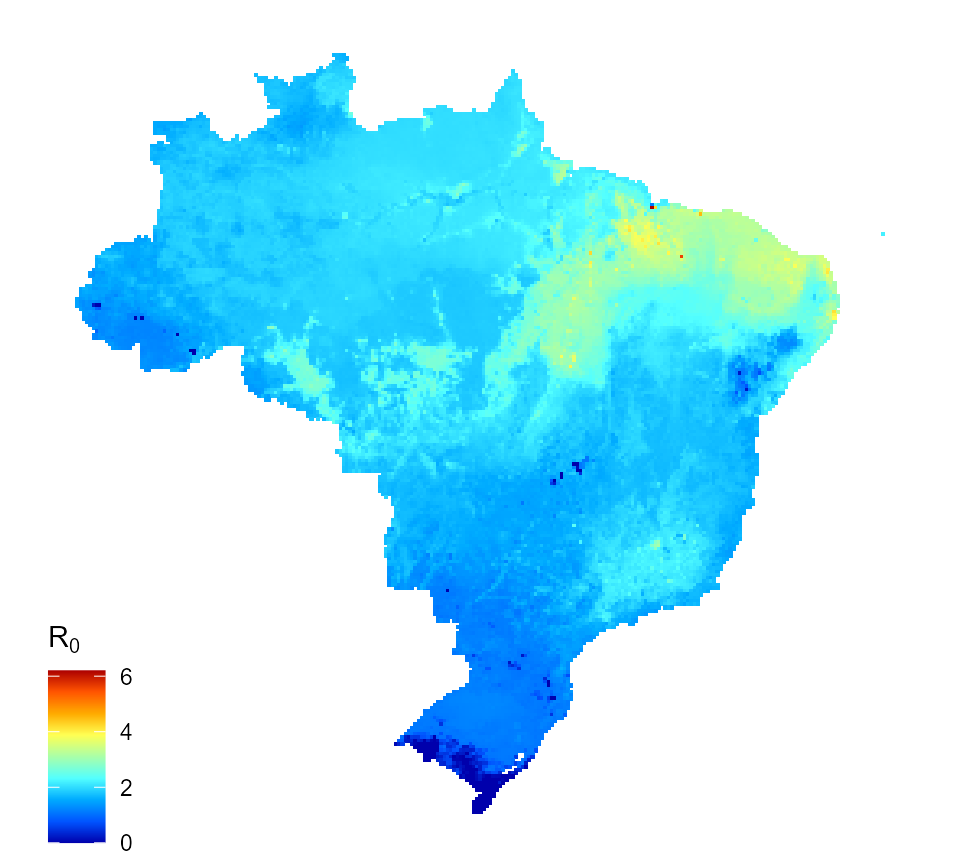 Predicted dengue reproduction number for Brazil (assumption 2)